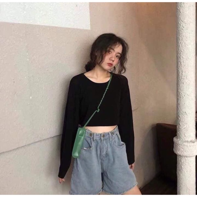 [KÈM HÌNH THẬT+VIDEO] CROPTOP LONG TEE BASIC / CROPTOP TRƠN TAY DÀI