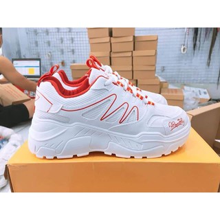 Giày Sneaker Nữ Hàn Quốc  Trắng Vạch đỏ