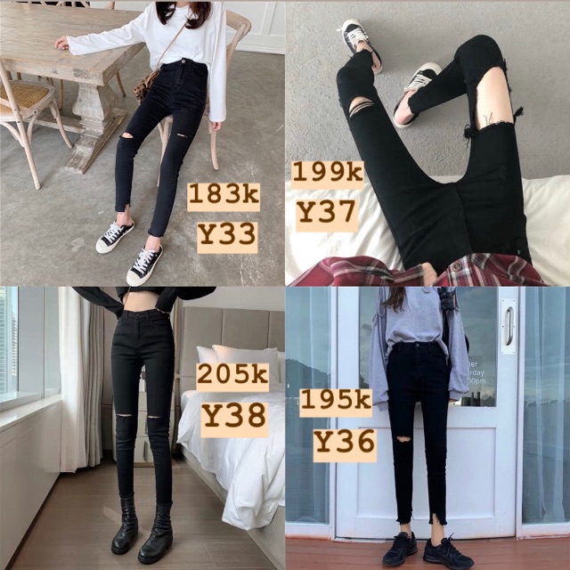 SẴN | Y37 M, Y37 S | Quần jeans bó rách gối