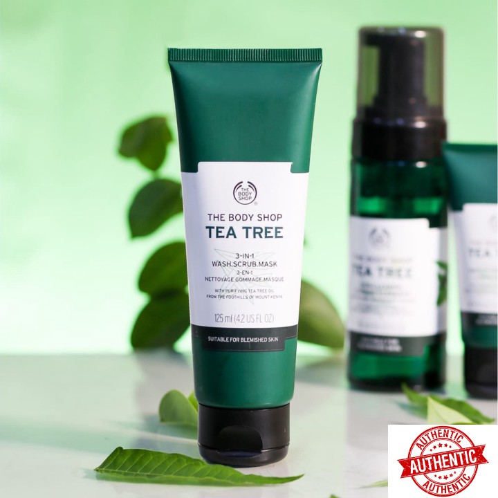 [Mã giảm giá] The Body Shop Tea Tree 3-In-1 Wash Scrub Mask 125ML - Sữa Mặt Kiêm Mặt Nạ Tẩy Da Chết