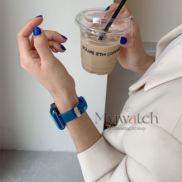 Dây Đeo Nhựa Trong Suốt Cho iwatch series 8 7 SE 6 5 4 3 41mm 45mm 40mm 44mm 42mm 38mm