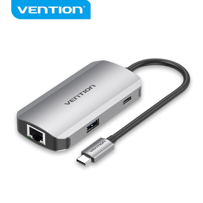 Bộ HUB Vention 5 Trong 1 Chuyển Đổi USB C Sang USB 3.0/RJ45/PD/Gigabit Ethernet Cho Laptop PC