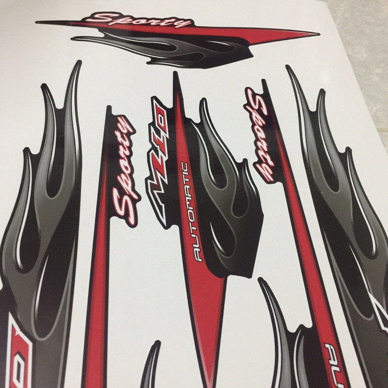 Tem Mio Sporty lửa dán cho xe đen - không bay màu