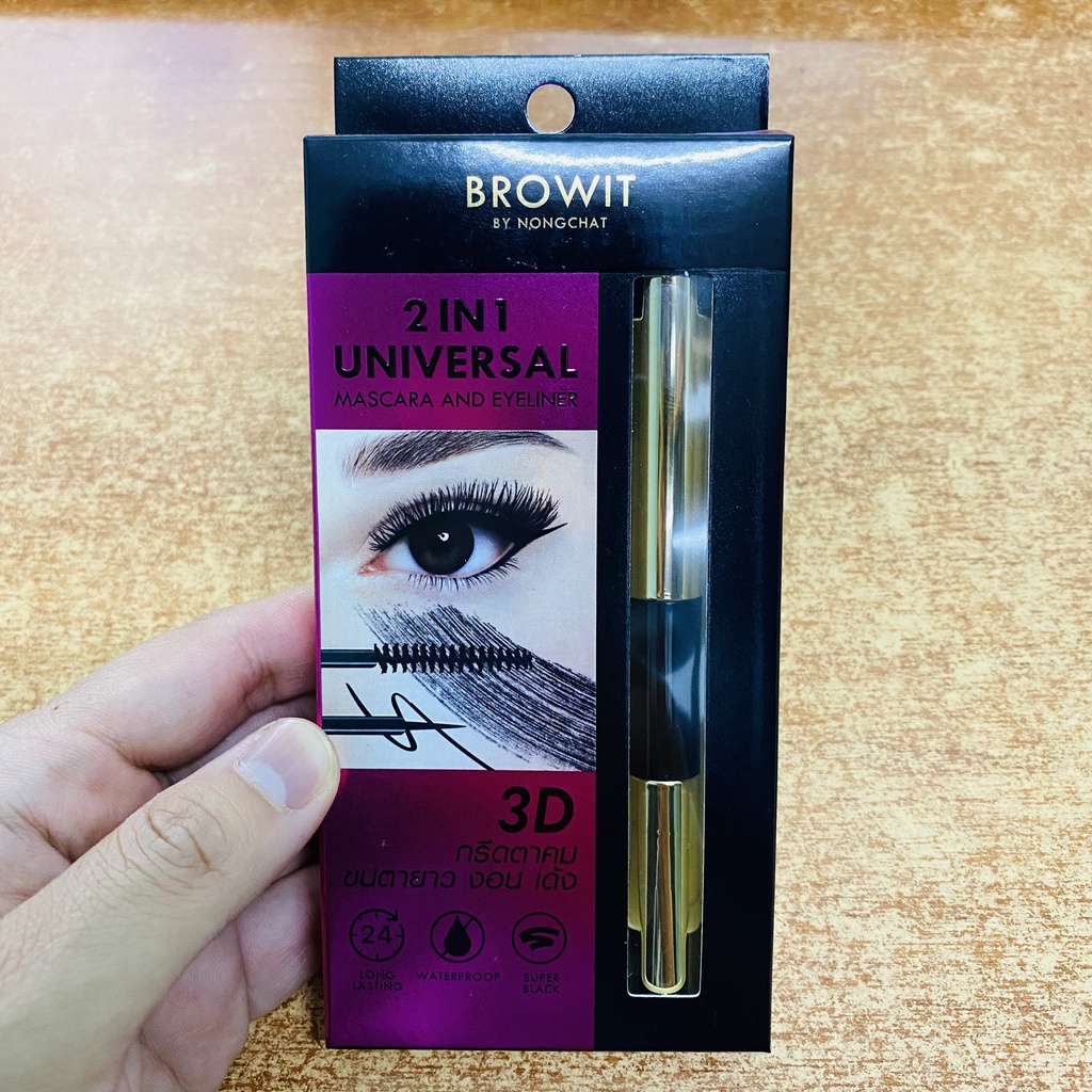 Mascara NongChat Browit Làm Dày và Dài Mi - Chuốt Mi Nong Chat Kèm Kẻ Mắt 2In1 - Mascara Nong Chat Browit