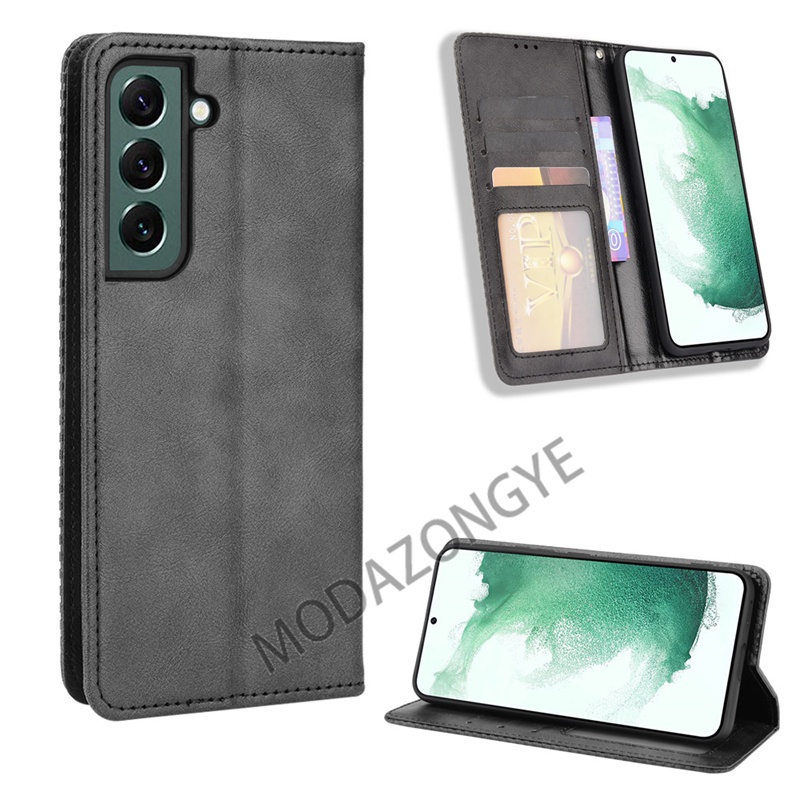 Bao Da Pu Điện Thoại Nắp Lật Nam Châm Kiêm Ví Gấp Có Thể Làm Giá Đỡ Cho Samsung Galaxy S22 Plus S22 Ultra
