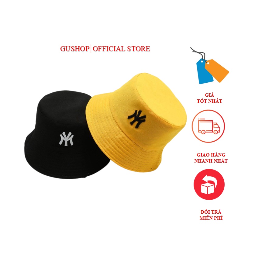 Nón bucket (freeship) Mũ tai bèo tròn vành phong cách Ulzzang Unisex 2 Mặt in NY