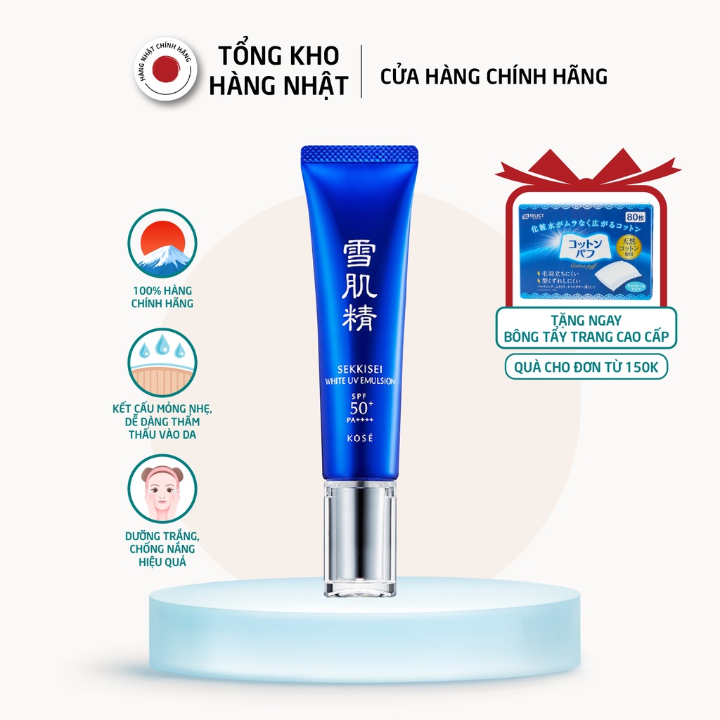 Sữa dưỡng làm sáng da và chống nắng KOSE SEKKISEI WHITE UV EMULSION SPF50+/PA++++ tuýp 35g