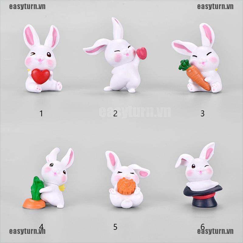 Tượng thỏ mini trang trí sân vườn nhà búp bê