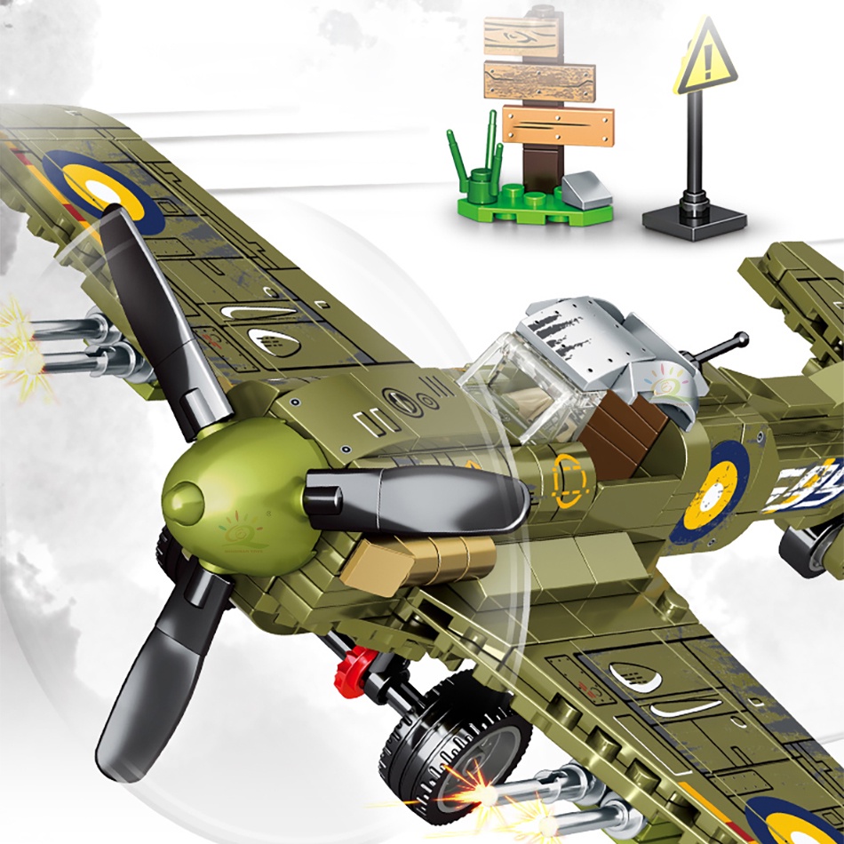Tương thích Quân sự Thế chiến 2 Anh Spitfire Máy bay chiến đấu Khối Tự làm Máy bay Mô hình Quân đội Xây dựng Gạch Đồ chơi cho Bé trai