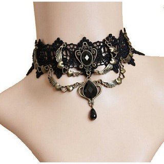Vòng cổ choker ren đen mix cánh thiên thần angle CKV38
