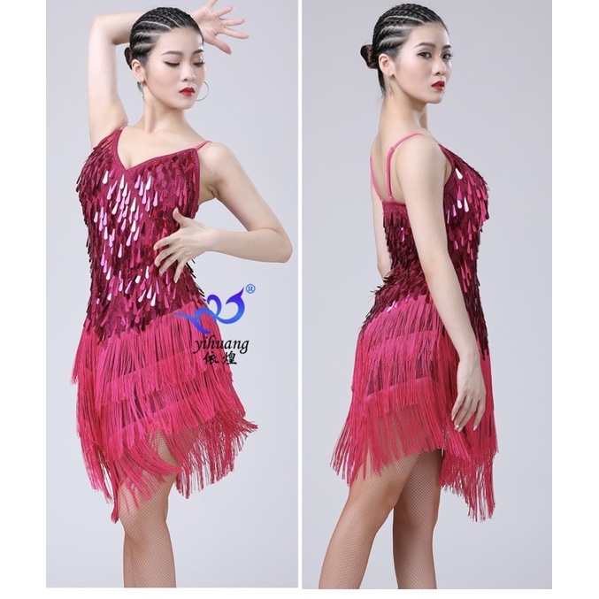 ĐẦM KHIÊU VŨ KIM SA GIỌT NƯỚC LẤP LÁNH THUN CO GIÃN VL301N