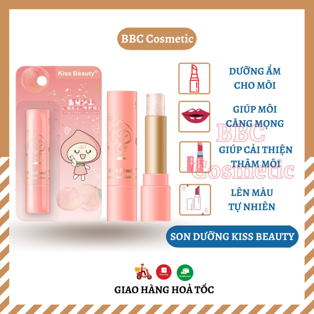 Son Dưỡng Môi Kiss Beauty Mềm Môi, Lên Màu Tự Nhiên, Cấp Ẩm Cho Môi