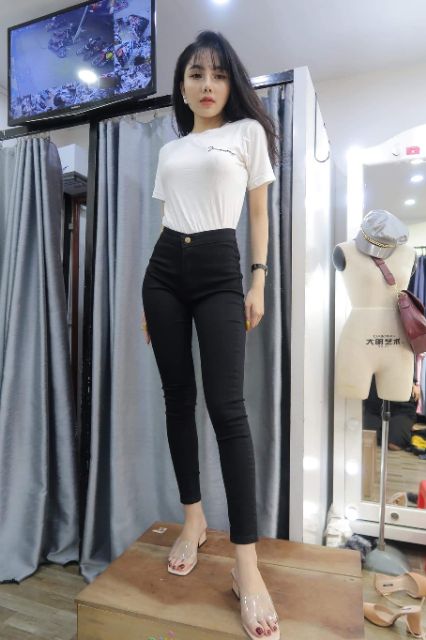 Quần jean nữ lưng cao co giãn quần bò giấy nữ vải skinny