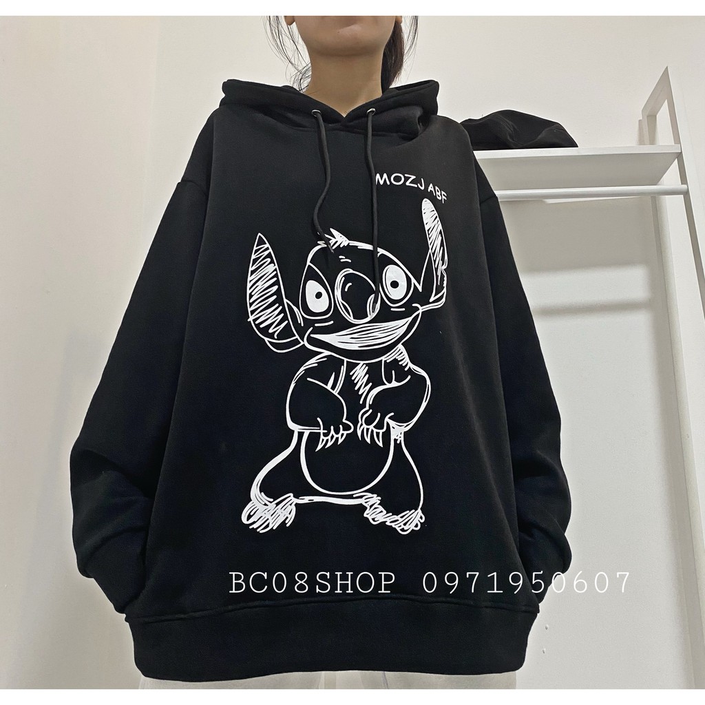 Áo hoodie Nỉ hoạt hình Mozjabf ullzang form rộng 2 Màu Đen Trắng có size BC158