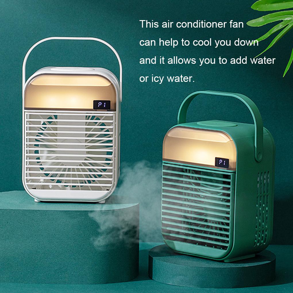 Quạt Điều Hòa Mini Chạy Điện Kèm Bình Xịt Nước 200ml Màu Xanh Lá Tùy Chỉnh Tiện Dụng