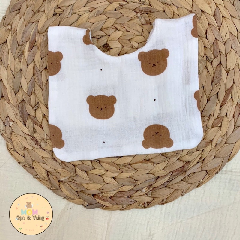 Yếm xô muslin hình gấu cao cấp