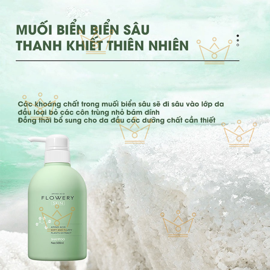 Combo dầu gội, dầu xả nước hoa muối biển Flowery 500ml