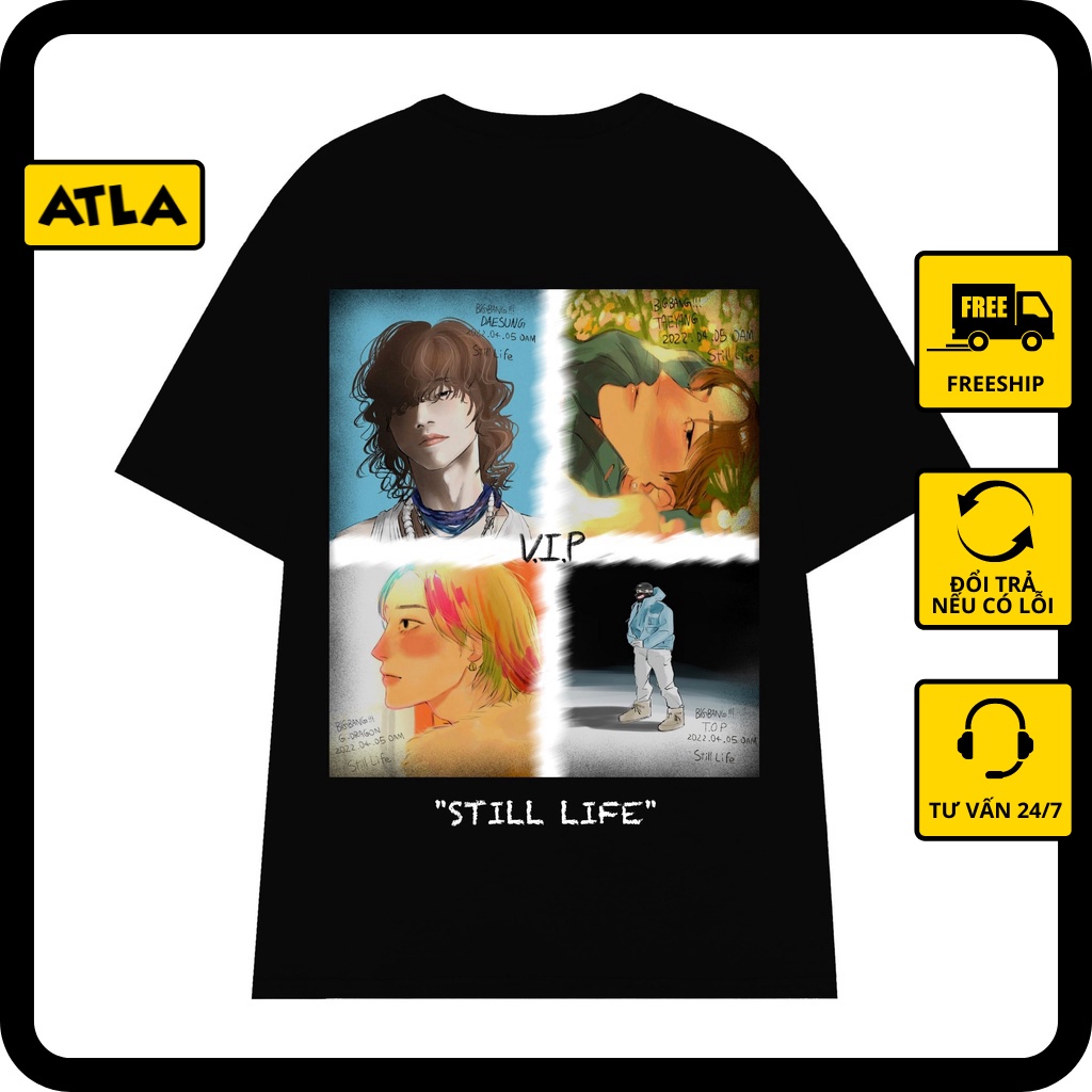 Áo thun unisex tay lỡ ngắn tay không cổ đẹp ATLA BIGBANG