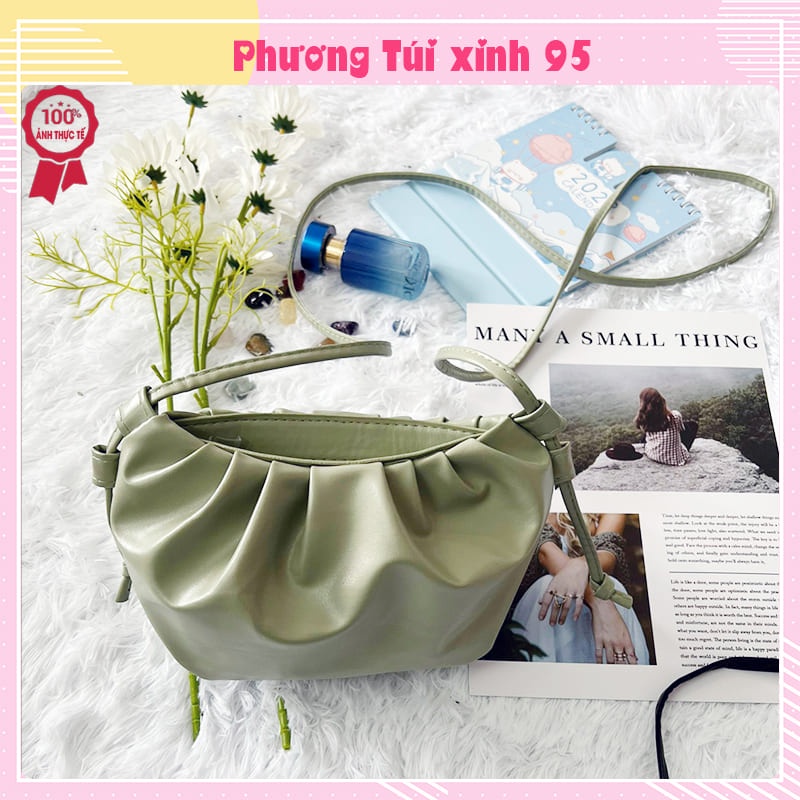 Túi xách nữ mini đeo chéo hình đám mây xếp li cực xinh xắn Phuongtuixinh AC116