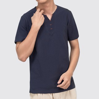 Áo linen Cộc Tay Nam Cổ V ROUGH