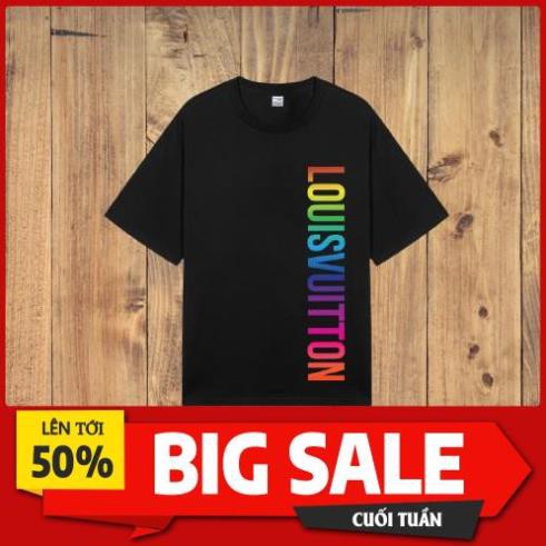Áo thun nam nữ tay lỡ chữ Louis phản quang 7 màu đa sắc kẻ dọc chất cotton cao cấp đủ size S->2XL ྇