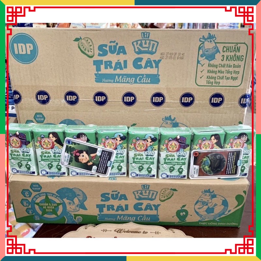 Thùng sữa hoa quả Lif Kun hoa trái cam/Dâu 48 hộp x 110ml ( Đại lý Ngọc Toản)