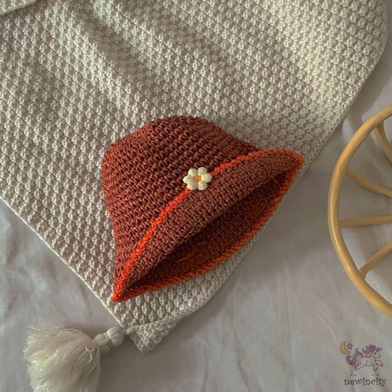 Mũ Rộng Vành Đính Hoa Xinh Xắn Cho Bé Gái