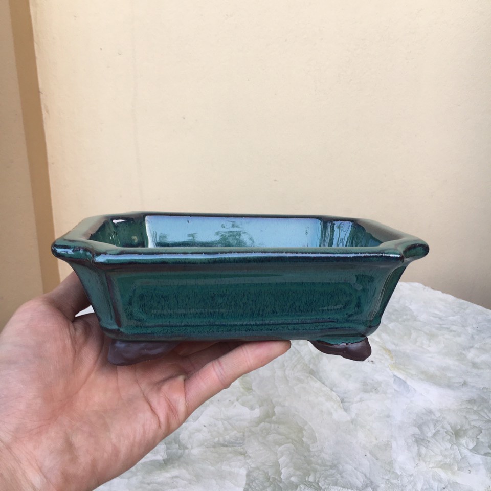 Chậu bonsai Chữ nhật vát mini men hỏa biến gốm Bát tràng 1 size BM-148