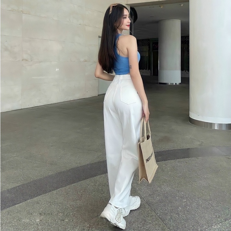 Quần jeans nữ ống rộng GUGUNO (Mẫu thật)
