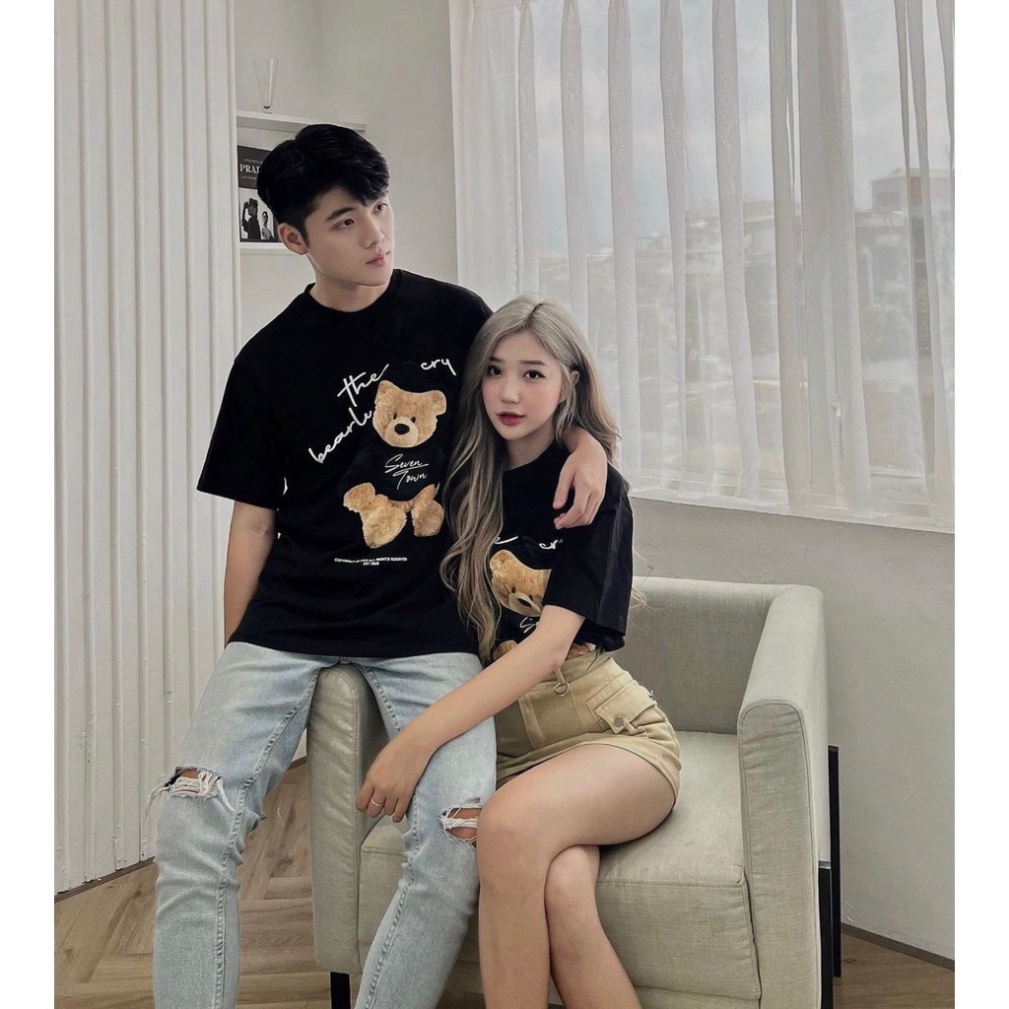 Áo thun tay lỡ swin teddy cho bé , áo phông gia đình unisex , TP KIDs MSP 1245