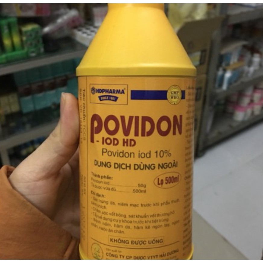 [CHÍNH HÃNG] Combo 5 chai Dung dịch sát khuẩn, sát trùng da, vết thương Povidon 10% [500ml], Hải dương