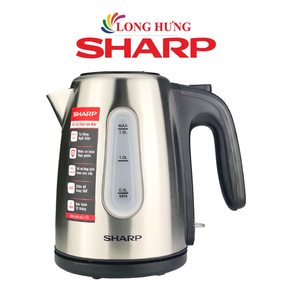 [Mã ELHADEV giảm 4% đơn 300K] Bình đun siêu tốc Sharp 1.5 lít EKJ-15EVS-ST - Hàng chính hãng