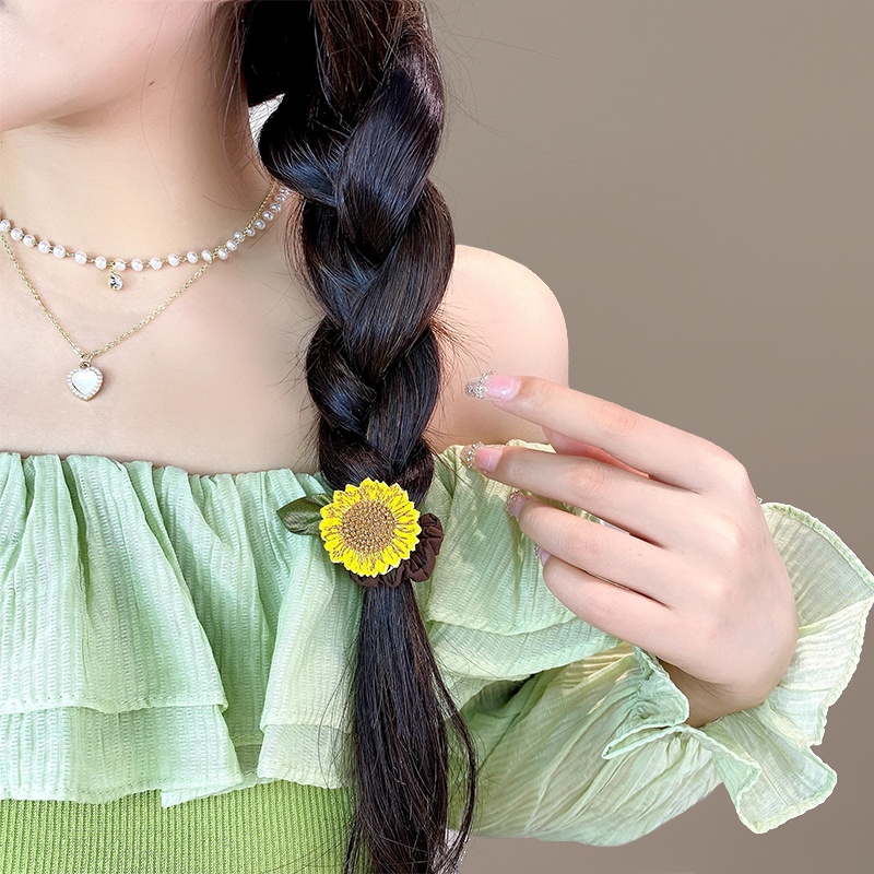 Dây Buộc Tóc Cao Su Họa Tiết Hoa Hướng Dương Phong Cách Hàn Quốc Mới 2022