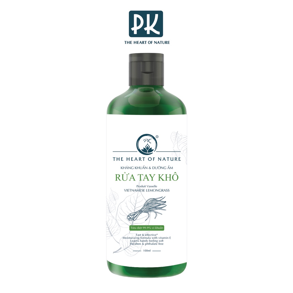Nước rửa tay khô tinh dầu Sả Chanh PK 100ML, kết hợp tinh dầu tràm trà, diệt khuẩn