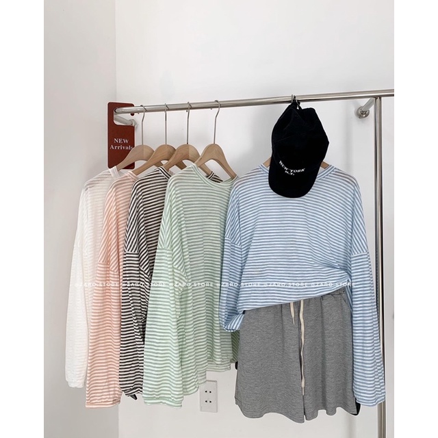 Áo giấy kẻ dài tay [ Hình thật shop chụp ]