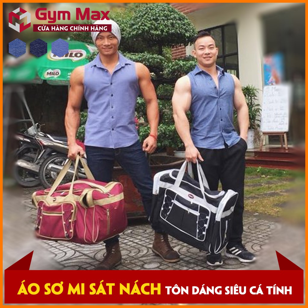 Áo sơ mi Jean BIG SIZE - Gymmax sát nách dáng ôm đô Z1