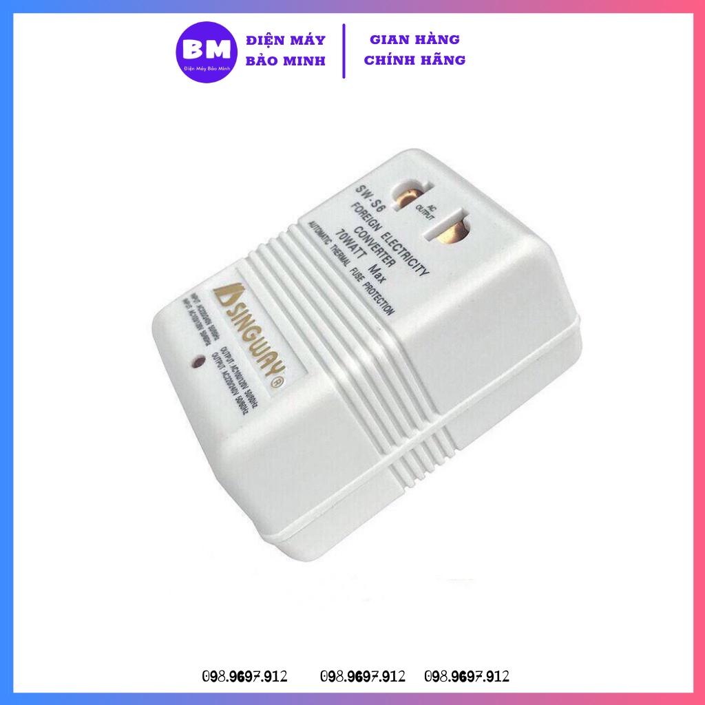 Biến áp SINGWAY 70w chuyển đổi nguồn điện 220v sang 110v hoặc 110v sang 220v nhỏ gọn tiện lợi mang đi du lịch