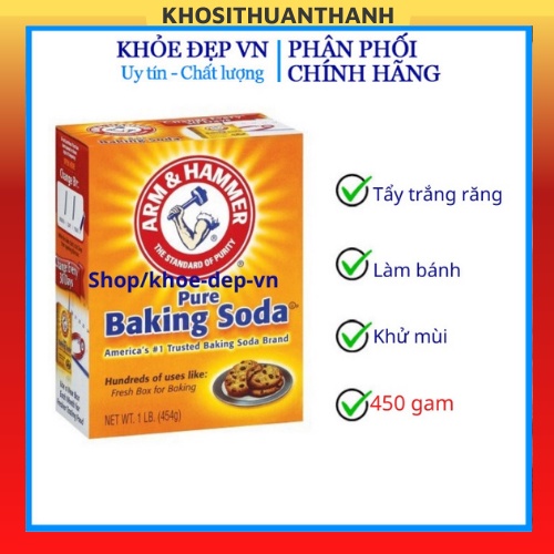 Backing soda Làm sạch răng miệng, Banking soda khử độc thực phẩm 454Gt USA (khosithuanthanh)