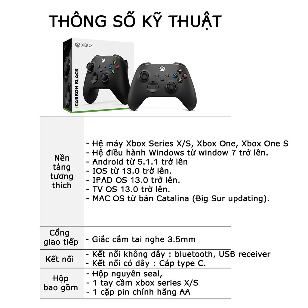 [Freeship toàn quốc từ 50k] Tay Cầm Xbox Series X Kèm Cáp Type-C | USB Adapter