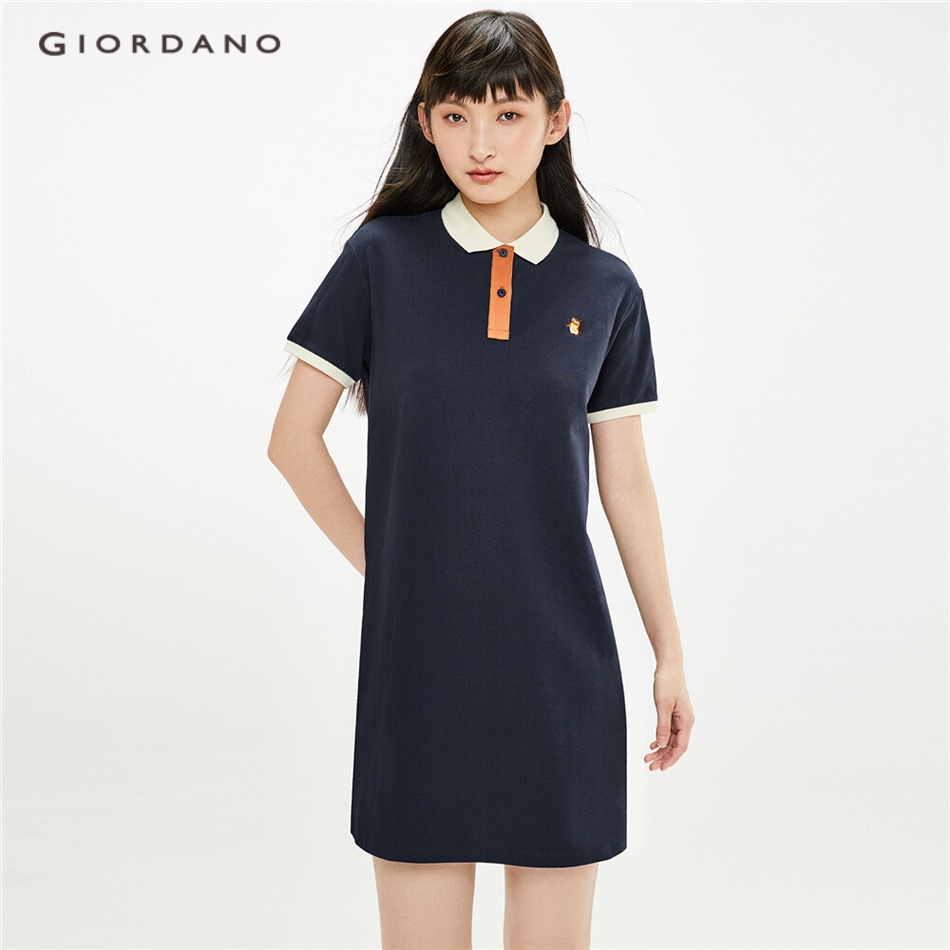 Đầm polo GIORDANO phối màu tương phản dành cho nữ 05461483 | BigBuy360 - bigbuy360.vn