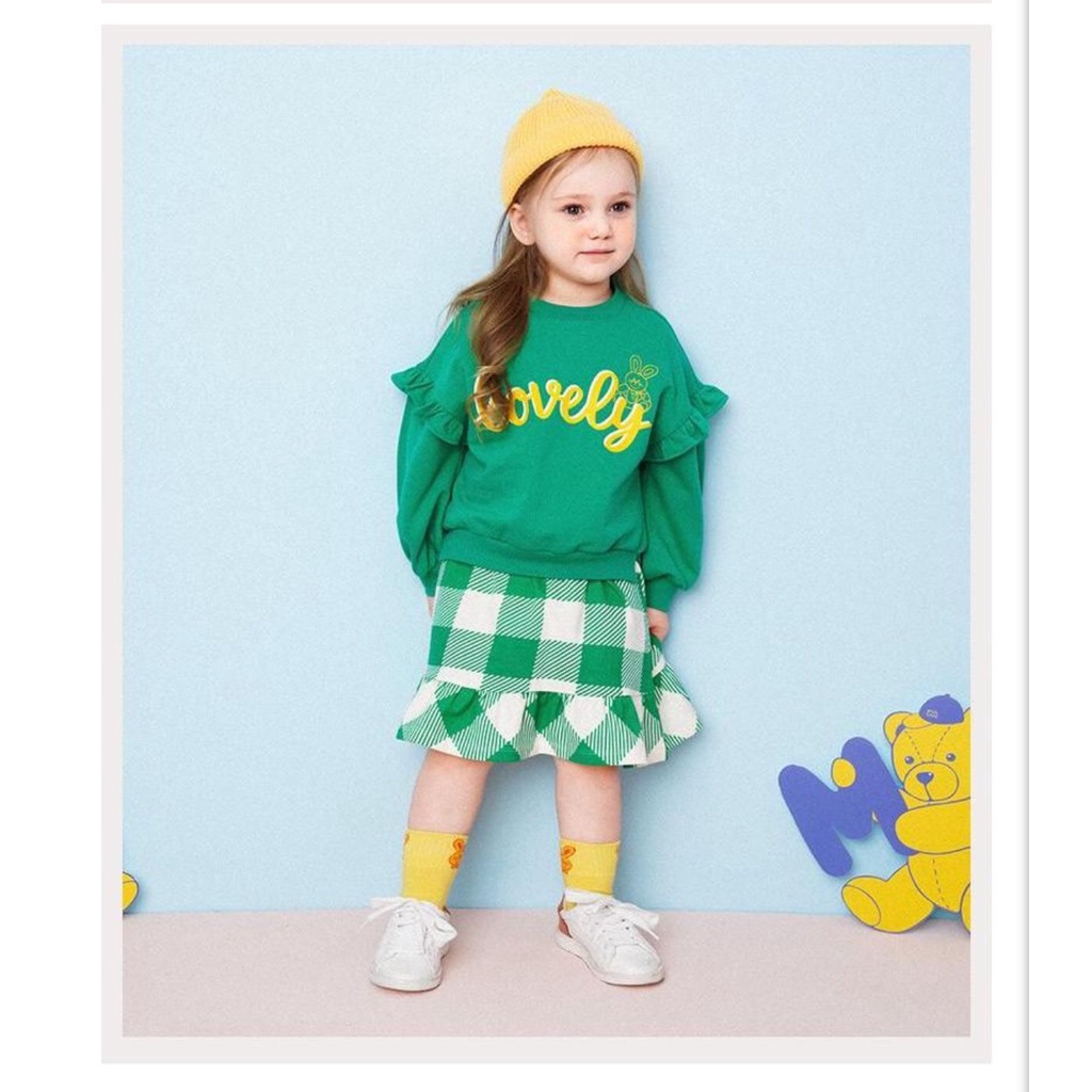 Váy nỉ da cá bé gái phối chân váy caro Lovely Hej. HA3515