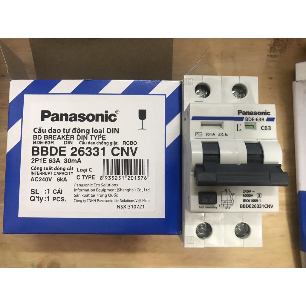 [PANASONIC] CB chống giật , Aptomat chống giật từ 16A tới 63A- Hàng chính hãng- BH 2 năm