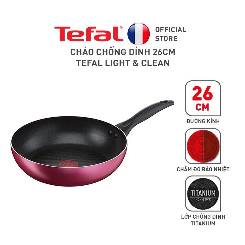 Chảo chiên Tefal Light &amp; Clean B2240596 size 26cm