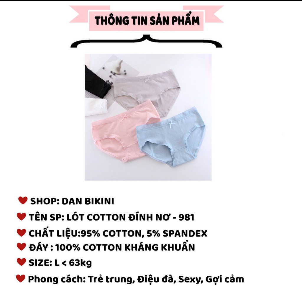 Quần Lót Nữ Cotton kháng khuẩn thoáng mát viền chun ôm dáng mẫu 981