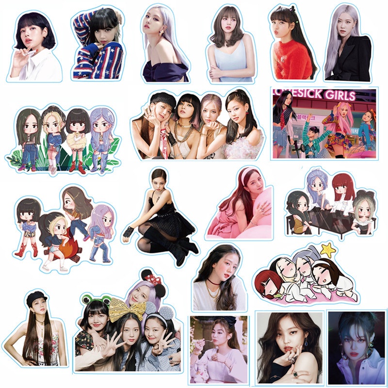 Set 100 Miếng Dán Trang Trí Hình Nhóm Nhạc Kpop Blackpink Đẹp Mắt