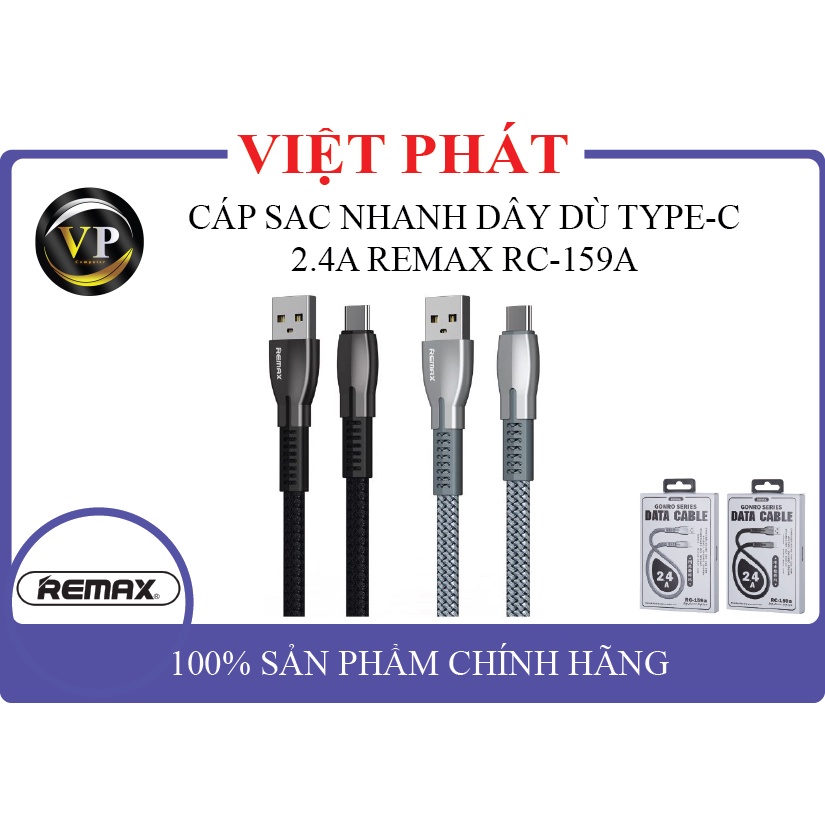 CÁP SAC NHANH DÂY DÙ TYPE-C 2.4A REMAX RC-159A -1.0m-