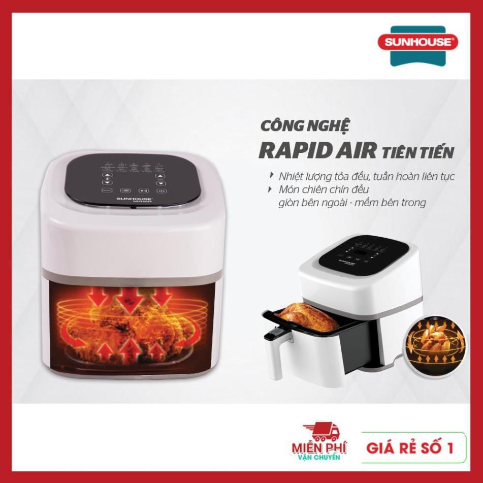 Nồi chiên không dầu 4,5L Sunhouse SHD4086W, nồi chiên không dầu Sunhouse Mama công nghệ Rapid Air.