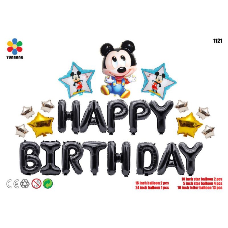 (SỈ 100 BỘ 48K ) Set bóng sinh nhật Chuột Mickey trai/ mickey gái