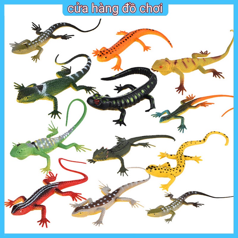 Set 12 Mô Hình Động Vật Bò Sát Bằng Nhựa PVC Trang Trí Nhà Cửa