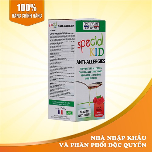 Siro Giúp giảm dị ứng, mẩn ngứa, hỗ trợ tăng khả năng miễn dịch - Special Kid Anti-Allergies - Nhập khẩu Pháp (125ml)